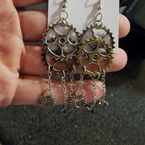 Steampunk Gears Dangling Cosplay Earings. Never Worn.